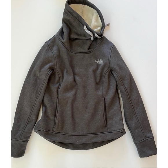 The North Face Women’s Gray Cowl Neck Sherpa Lined Sweatshirt Size Small - Picture 4 of 8